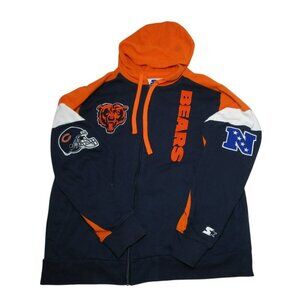 VTG 90s Chicago Bears Hoodie Starter Sweatshirt Mens XL Blue Embroidered